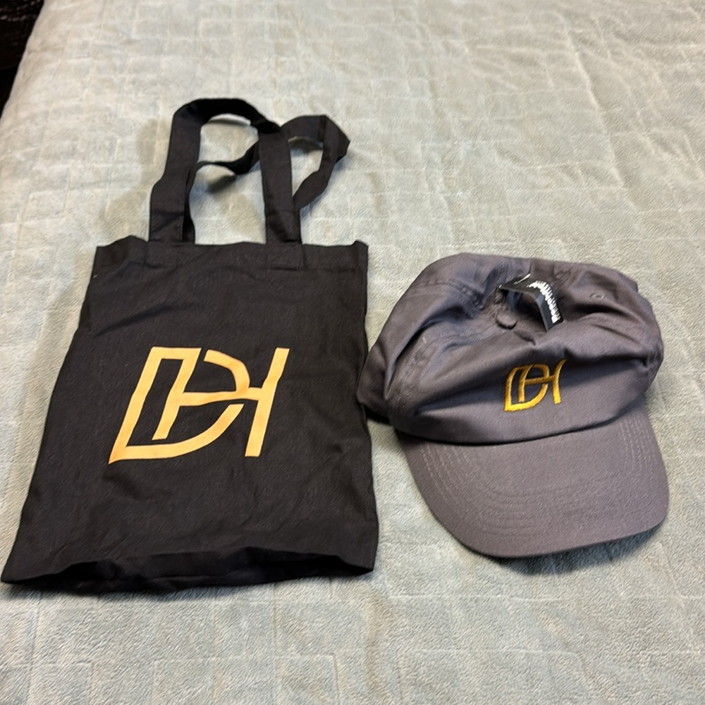 NWT Derek Hough Hat, Bag, Dancing with the Stars, Cap, Gray, Gold, Adjustable
